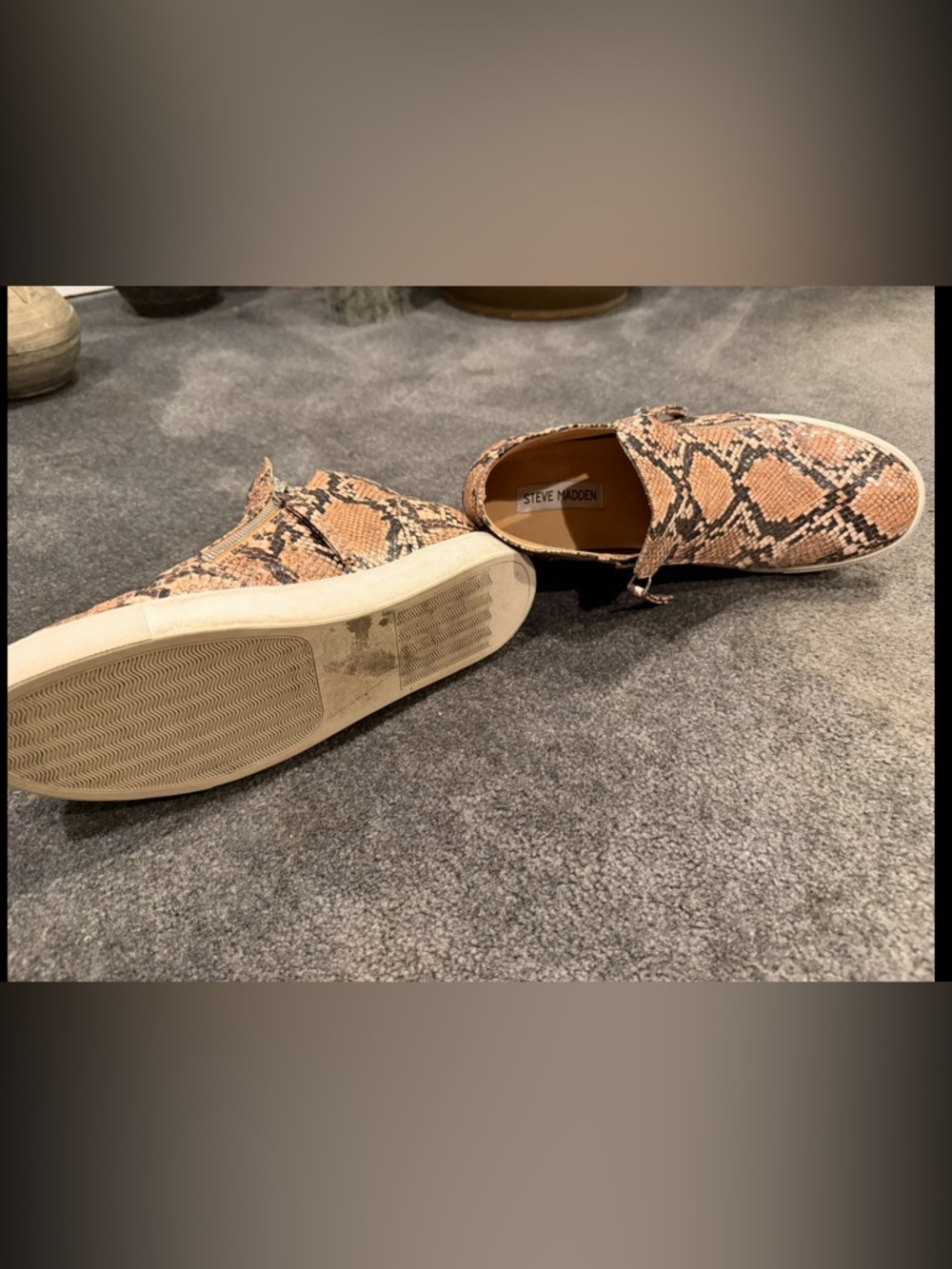 Steve Madden Tan Snake-Print Slip-On Ankle Booties - Picture 2 of 2